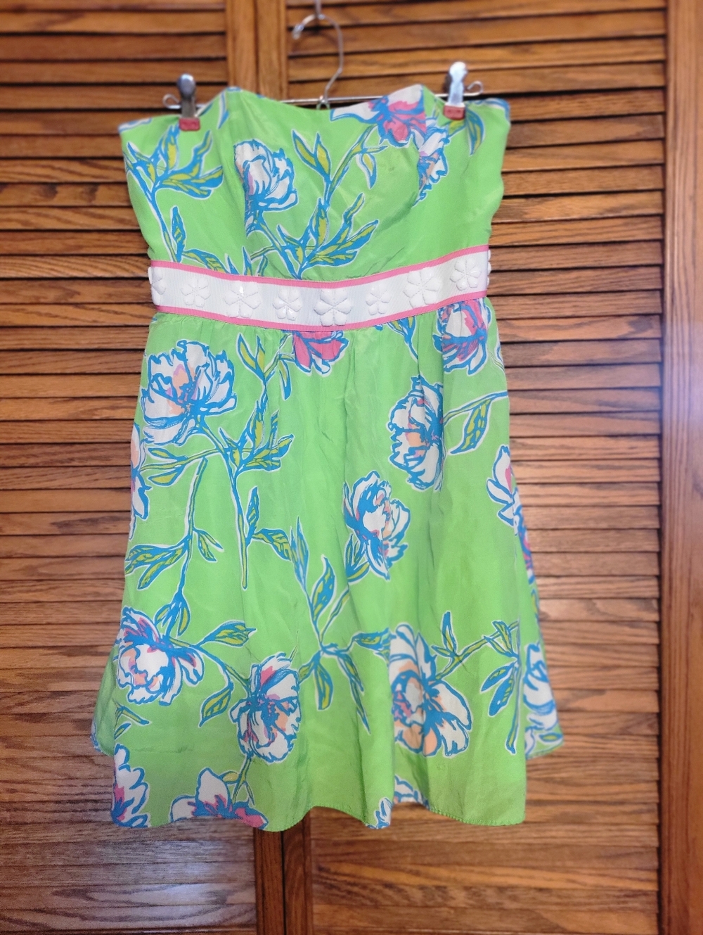 Lilly Pulitzer Langley strapless dress in green & pink tossed floral Size 6 - Picture 1 of 6